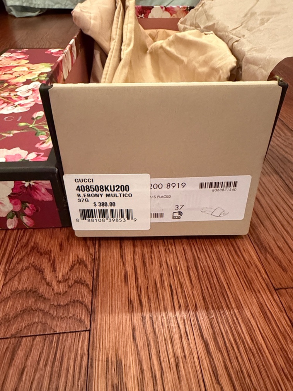 Gucci Floral GG Canvas Slide Sandals - Black Footbed, Pink & Green Floral - Picture 3 of 4